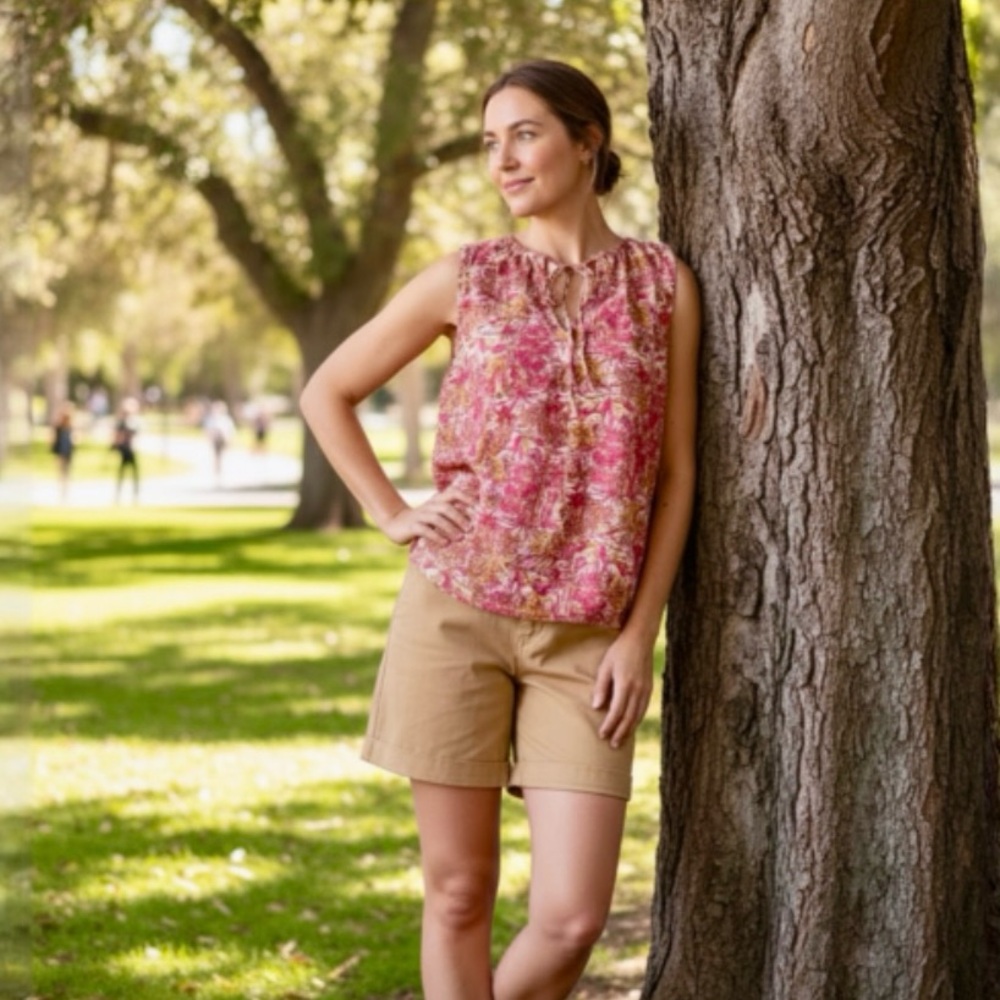 Joie Floral Linen High Low Sleeveless Top